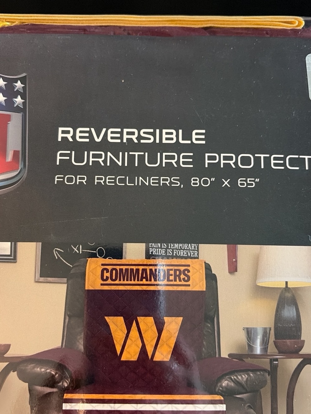 New ,NFL Reversible Furniture Protector in Burgundy & Gold, and set of pilsners - Picture 6 of 6